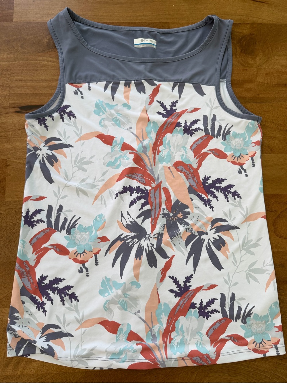 Columbia Floral Tank Top in Coral, Teal & Gray - Size Small